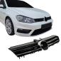 Preview: Kühlergrill Kühlergitter für Golf 7 schwarz glanz mit Chromleiste R Look mit Aussparung für das Emblem passend für VW Golf 7 08/12-17 alle Modelle Limousine,Variant