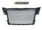 Preview: Sportgrill / Kühlergrill für Audi A4 B8 (8K) 08-11 Hochglanz schwarz in Wabendesign