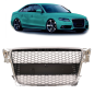 Preview: Sportgrill / Kühlergrill für Audi A4 B8 08-12 Chrom/Hochglanz-schwarz in Wabendesign