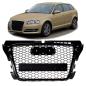 Preview: Sportgrill / Kühlergrill für Audi A3 8P Facelift 08-12 Hochglanz Schwarz