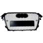 Preview: Sportgrill / Kühlergrill für Audi A4 B8 Facelift 13-16 Hochglanz-schwarz mit Emblemhalter