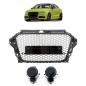 Preview: Wabendesign Kühlergrill Schwarz Glanz +PDC passt für Audi A3 8V 12-16 ohne RS3