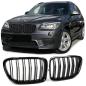 Preview: Doppelsteg Kühlergrill Grill Schwarz glänzend für BMW X1 E84 ab 09-15 auch M