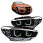 Preview: VOLL LED Tagfahrlicht Angel Eyes Scheinwerfer für BMW 1er F20/F21 LCI (Facelift) 15-19 schwarz