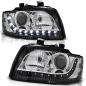 Preview: Scheinwerfer LED Tagfahrlicht Optik für Audi A4 B6 8E Bj. 00-04 Schwarz