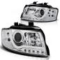 Preview: LED Tagfahrlicht Design Scheinwerfer für Audi A4 B6 00-04 chrom