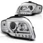 Preview: LED Tagfahrlicht Design Scheinwerfer für Audi A4 B7 05-08 chrom LTI