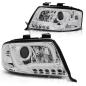 Preview: LED Tagfahrlicht Design Scheinwerfer für Audi A6 4B 97-01 chrom