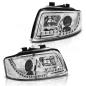 Preview: LED Tagfahrlicht Design Scheinwerfer für Audi A4 B6 00-04 chrom