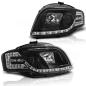 Preview: Scheinwerfer LED Tagfahrlicht Optik für Audi A4 B7 Bj. 04-08 Schwarz LTI