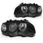 Preview: LED Angel Eyes Scheinwerfer für BMW 3er E46 Coupe / Cabrio 99-01 schwarz Set