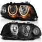 Preview: Scheinwerfer Angel Eyes für BMW 3er E46 Limo Touring Bj. 98-01 Schwarz