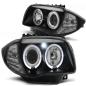 Preview: Scheinwerfer Angel Eyes für BMW 1er E81 E82 E87 E88 Bj. 04-11 Schwarz