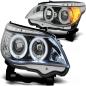 Preview: LED Angel Eyes Scheinwerfer für BMW 5er E60/E61 03-07 chrom mit LED Blinker