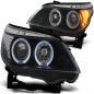 Preview: LED Angel Eyes Scheinwerfer für BMW 5er E60/E61 03-07 schwarz mit LED Blinker