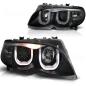 Preview: Scheinwerfer 3D Angel Eyes für BMW 3er E46 Limo Touring Bj. 01-05 Schwarz