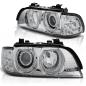 Preview: Scheinwerfer Angel Eyes für BMW 5er E39 Bj. 95-00 Chrom mit LED Blinker
