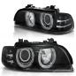 Preview: Scheinwerfer Angel Eyes für BMW 5er E39 Bj. 95-00 Schwarz mit LED Blinker