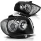 Preview: LED Angel Eyes Scheinwerfer für BMW 1er E81, E82, E87, E88 04-11 schwarz