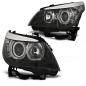 Preview: Scheinwerfer LED Angel Eyes für BMW 5er E60 E61 Bj. 03-07 Schwarz