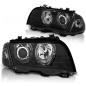 Preview: Scheinwerfer LED Angel Eyes für BMW 3er E46 Limo Touring Bj. 98-01 Schwarz
