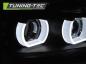 Preview: Xenon Scheinwerfer 3D Angel Eyes für BMW 3er E90 E91 LCI Bj. 09-12 Schwarz AFS