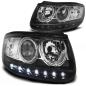 Preview: Scheinwerfer LED Tagfahrlicht Optik für Hyundai Santa Fe 2 Bj. 06-12 Schwarz