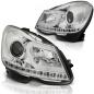 Preview: Scheinwerfer LED Tagfahrlicht Optik für Mercedes C-Klasse W204 Bj. 11-15 Chrom
