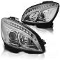 Preview: Scheinwerfer LED Tagfahrlicht Optik für Mercedes C-Klasse W204 07-10 Chrom LTI