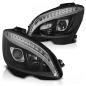 Preview: Scheinwerfer LED Tagfahrlicht Optik für Mercedes C-Klasse W204 07-10 Schwarz LTI
