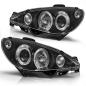 Preview: Scheinwerfer Angel Eyes für Peugeot 206 Bj. 98-06 Schwarz H4