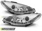 Preview: Scheinwerfer LED Tagfahrlicht Optik für Peugeot 206 Bj. 98-06 Chrom