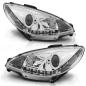 Preview: Scheinwerfer LED Tagfahrlicht Optik für Peugeot 206 Bj. 98-06 Chrom