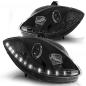 Preview: Scheinwerfer LED Tagfahrlicht Optik für Seat Leon 1P / Altea 5P 04-09 Schwarz