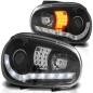 Preview: Scheinwerfer LED Tagfahrlicht Optik für VW Golf 4 Bj. 97-03 Schwarz mit LED Blinker