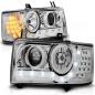 Preview: LED Tagfahrlicht Design Scheinwerfer für VW T4 90-03  chrom mit LED Blinker