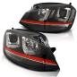 Preview: Scheinwerfer U-Tube LED Tagfahrlicht für VW Golf 7 Bj. 12-16 Schwarz Rot Edition