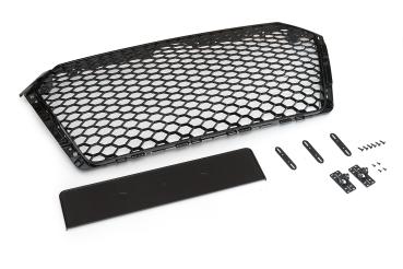 Sportgrill Frontgrill Kühlergrill Wabengrill Passend für Audi A4 B9 Grill ohne Emblem ab 16- Schwarz Glanz