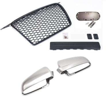 Set Frontgrill, Emblem u. Kennzeichenhalter, Spiegelkappen für Audi A3 8P 05-08