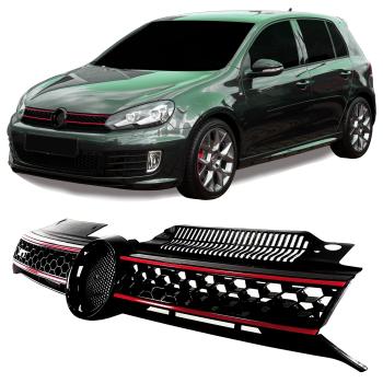 Golf 6 Kühlergrill, Sportgrill, mit Aussparung für das Emblem im Waben-Design passend für VW Golf 6 GTi, 2008 - 2012