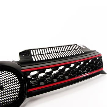 Preview: Golf 6 Kühlergrill, Sportgrill, mit Aussparung für das Emblem im Waben-Design passend für VW Golf 6 , 2008 - 2012