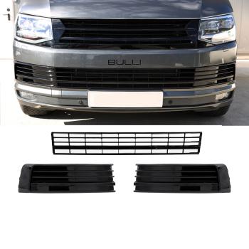 Gitter Grill Set Einsatz Stoßstange vorne Hochglanz Schwarz für VW T6 2015-2019