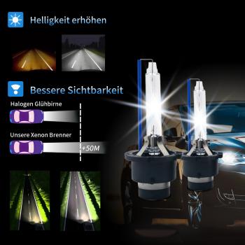 Set Xenon Brenner D4S 8000K Lampe Birne Scheinwerfer
