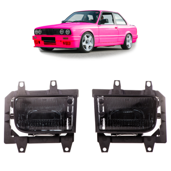 Nebelscheinwerfer SET Klarglas smoke + H3 Birnen für BMW E30 Facelift ab 1987
