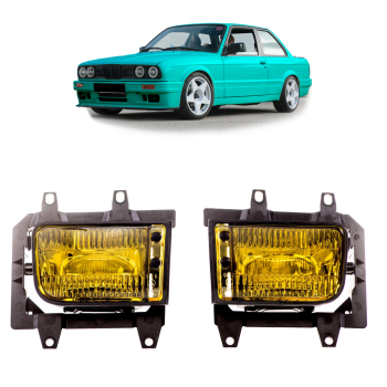 Nebelscheinwerfer SET Klarglas gelb + H3 Birnen für BMW E30 Facelift ab 1987