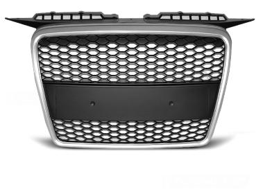 Sportgrill / Kühlergrill kompatibel mit Audi A3 8P 04-08 matt silber in Wabendesign
