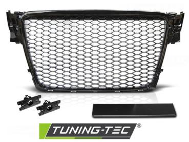 Preview: Sportgrill / Kühlergrill für Audi A4 B8 (8K) 08-11 Hochglanz schwarz in Wabendesign
