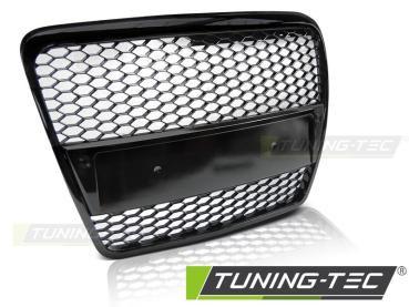 Preview: Sportgrill / Kühlergrill für Audi A6 C6 (4F) 04-08 Hochglanz schwarz in Wabendesign