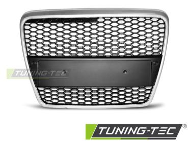 Preview: Sportgrill / Kühlergrill für Audi A6 C6 (4F) 04-08 matt silber in Wabendesign
