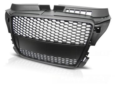 Sportgrill / Kühlergrill kompatibel mit Audi A3 8P Facelift 08-12 matt schwarz in Wabendesign